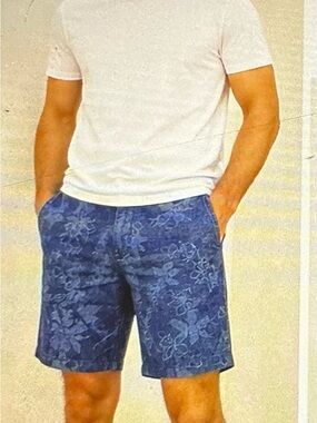 W.R.K Navy Blue Floral Flat Front Men's Shorts